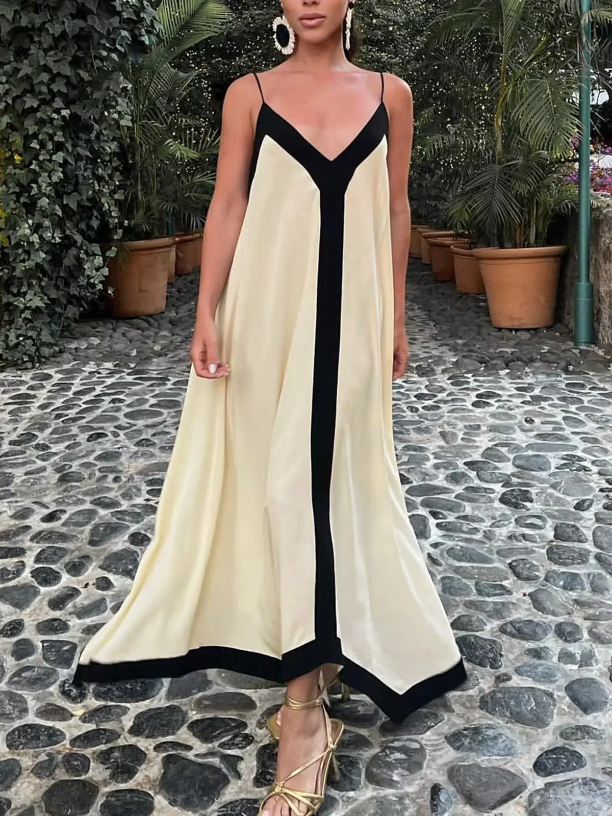 Women's Sicily Old Money Aesthetics Sleeveless Casual Slip Long Dress for Ladies, Lady