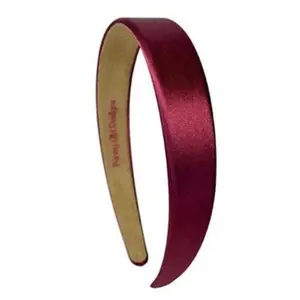 Maroon Satin Arch Headband with No-Slip Lining, 1 Inch Width