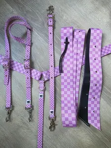Lavender checkered tack set