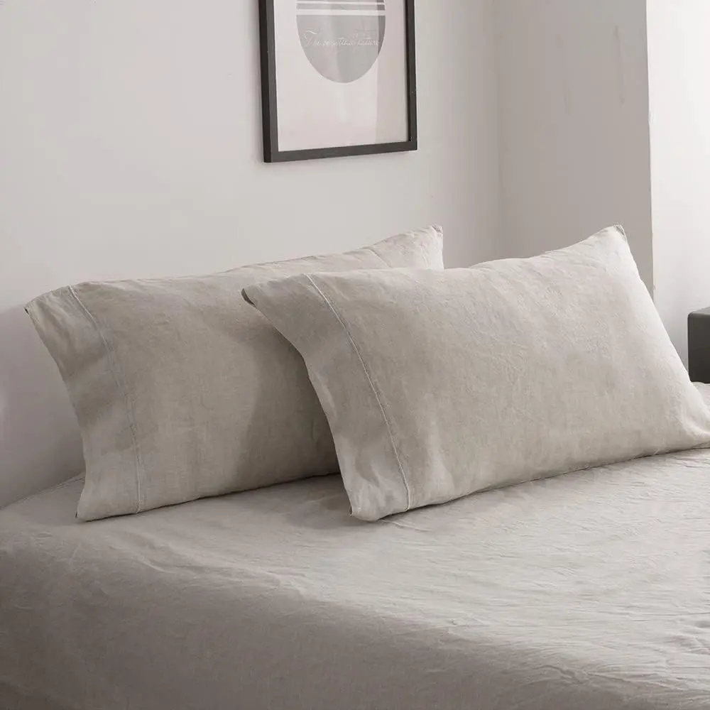 Simple&Opulence 2-Pack 100% French Linen Pillowcases - Washed Solid Color Embroidered, Soft & Durable Bed Linens - Gift Option for TikTok Shop Summer Sale, Embroidery Bedding, French Flax Bedding, Soft Comfy Bedding