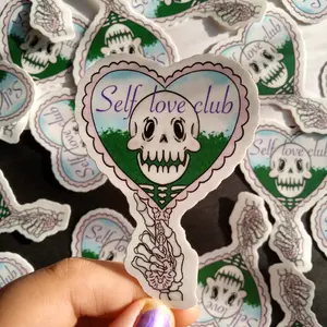 self love club vinyl sticker/ creepy cute pastel goth Decorative Waterproof