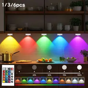 Motion Sensor LED RGB Night Light Set, Remote Control, USB Rechargeable, Magnetic Mount, Indoor Use, Bedroom Stairs Closet, Adjustable RGB Lighting