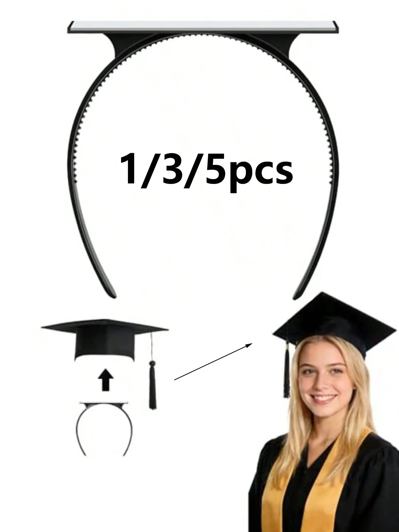 1/3/5pcs Graduation Cap Liner Headband, Secure Hairstyle Holder, Essential Hat Accessory for Graduates, Women, Students, Cap Gown Headband, Commencement Headbands, All Seasons