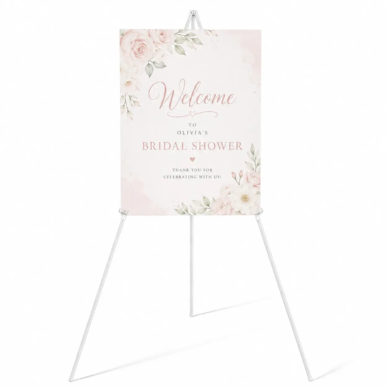 Elegant Metal Frame Floor Standing Celebration Easel Stand - 1 Unit Adjustable Legs, Tripod Base, Compact Fold-Up Home Supply Storage Holder for Artwork, Wedding, Welcome Party Boards