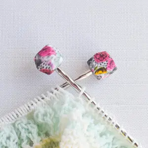 Modern Floral Hexagon Silicone Stitch Stoppers - Set of 2