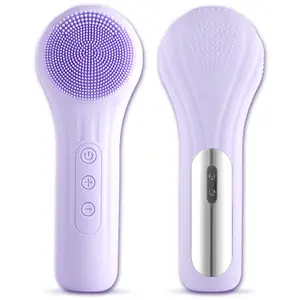 Multifunctional Electric Facial Cleansing Brush, Rechargeable Waterproof with Heating Massage and Ultrasonic Vibration, Silicone Face Cleaner，Perfect for at-home and travel skincare, an ideal holiday gift.