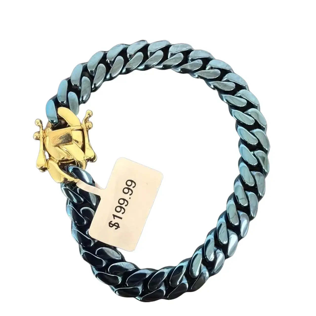 Unisex Electric Blue Cuban Bracelet - Casual Costume Jewelry with Safe Materials for Daily Wear