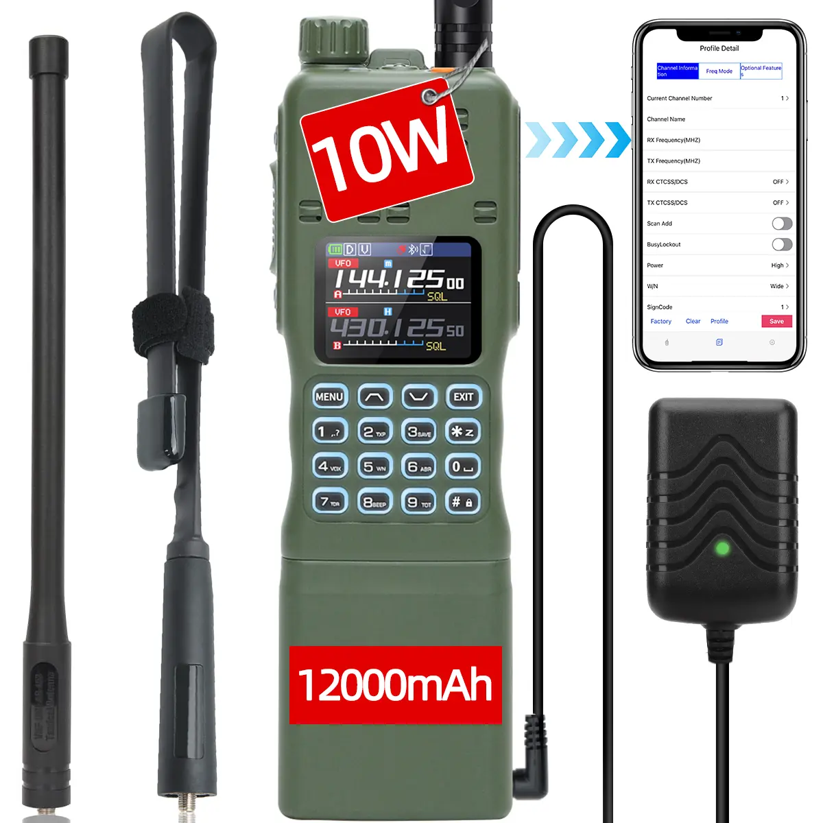BAOFENG AR-152 PRO Ham Radio 10W APP Programming Rechargeable Walkie Talkies with High Gain Tactical Antenna NOAA Weather Radio with GPS Long Range Two Way Radio Copy Frequency USB Charging Survival Radio For Christmas Gift Audio