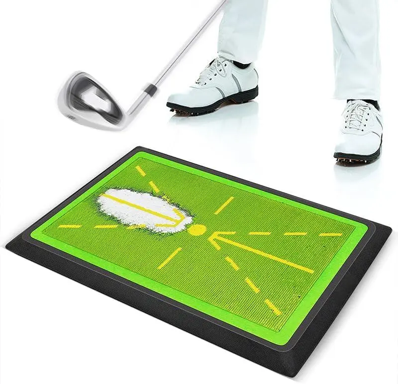 Golf Putting Mat for Various Skill LevelsSwing Mat Trainer Golf Strike Mat & Divot Board with Velvet Cushion Shock Absorption Non-Slip Rubber Base for Precision Path Feedback Optimized