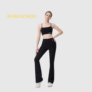 ROROLEMON High Waist Flare Leggings with Matching Y-Back Cami Top Workout Set