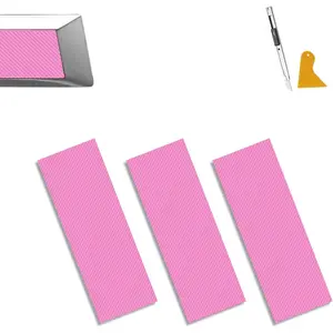 3PCS DIY Carbon Fiber Decals Emblem Kit, with Spatula and Cutter, Compatible with Chevy, Size 11.8" x 3.93" Carbon Fiber Pink