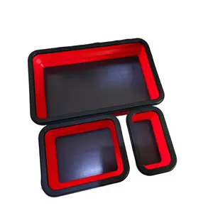 Silicone Tool Storage Tray, 3 Counts/set Foldable Magnetic Tool Organizer, Tool Storage Box for Home & Office & Car, Collapsible Tool Box, Tool Organizer, Toolbox Storage Box, Tool Storage Kit, Tool Storage Container, Construction Tool Organizer