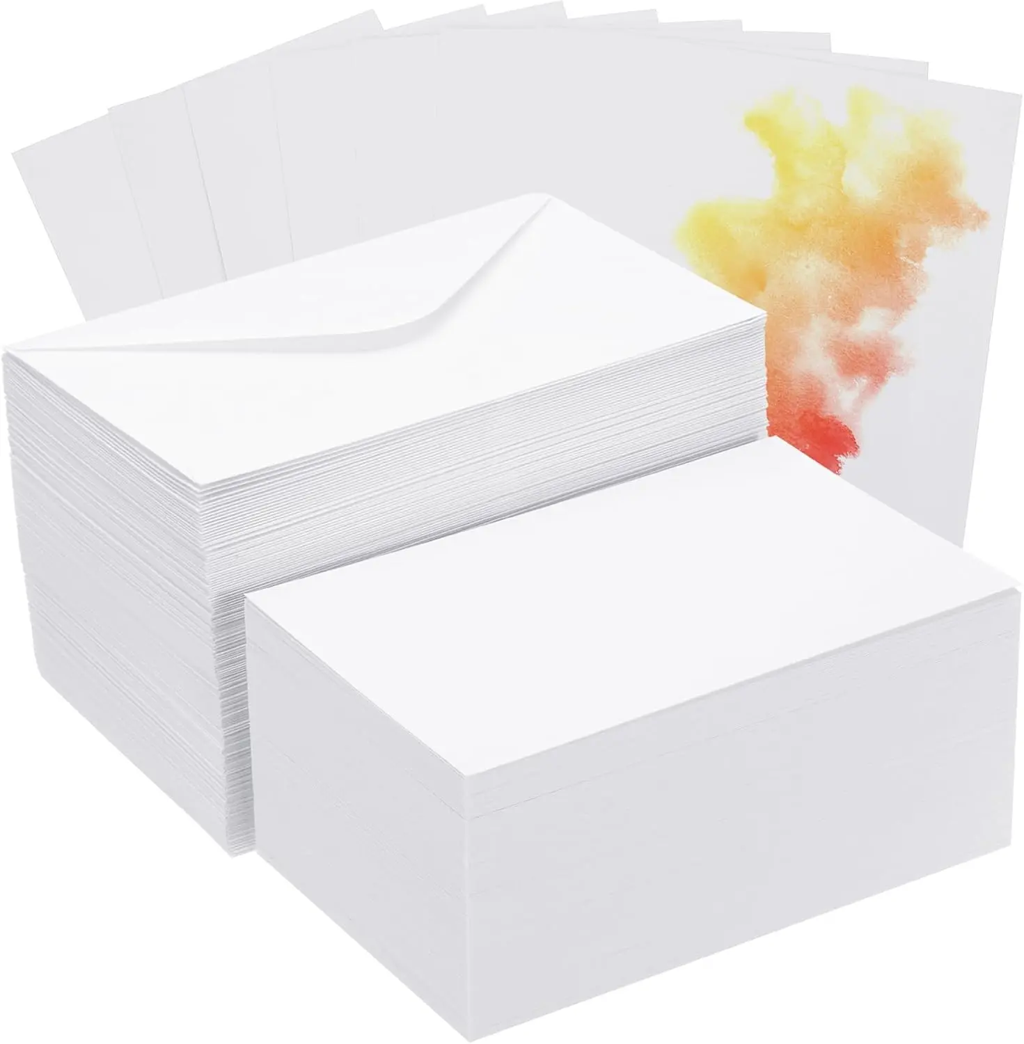 50 Sets Pure  Watercolor Cards 140lb/300 GSM Postcards with Envelopes for Art Painting Creative Thank Notes, 4x6 Inch
