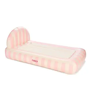FUNBOY Light Pink Stripe 15"H Kids' Sleepover Twin Air Mattress Bed with Electric Pump FUNBOY Light Pink Stripe 15"H Kids' Sleepover Twin Air Mattress Bed with Electric Pump