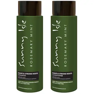 Sunny Isle Rosemary Mint Hair & Strong Roots 2-Piece Bundle - Anti-Breakage Shampoo & Conditioner - Biotin, Jamaican Black Castor Oil, Stronger Healthier-Looking Hair