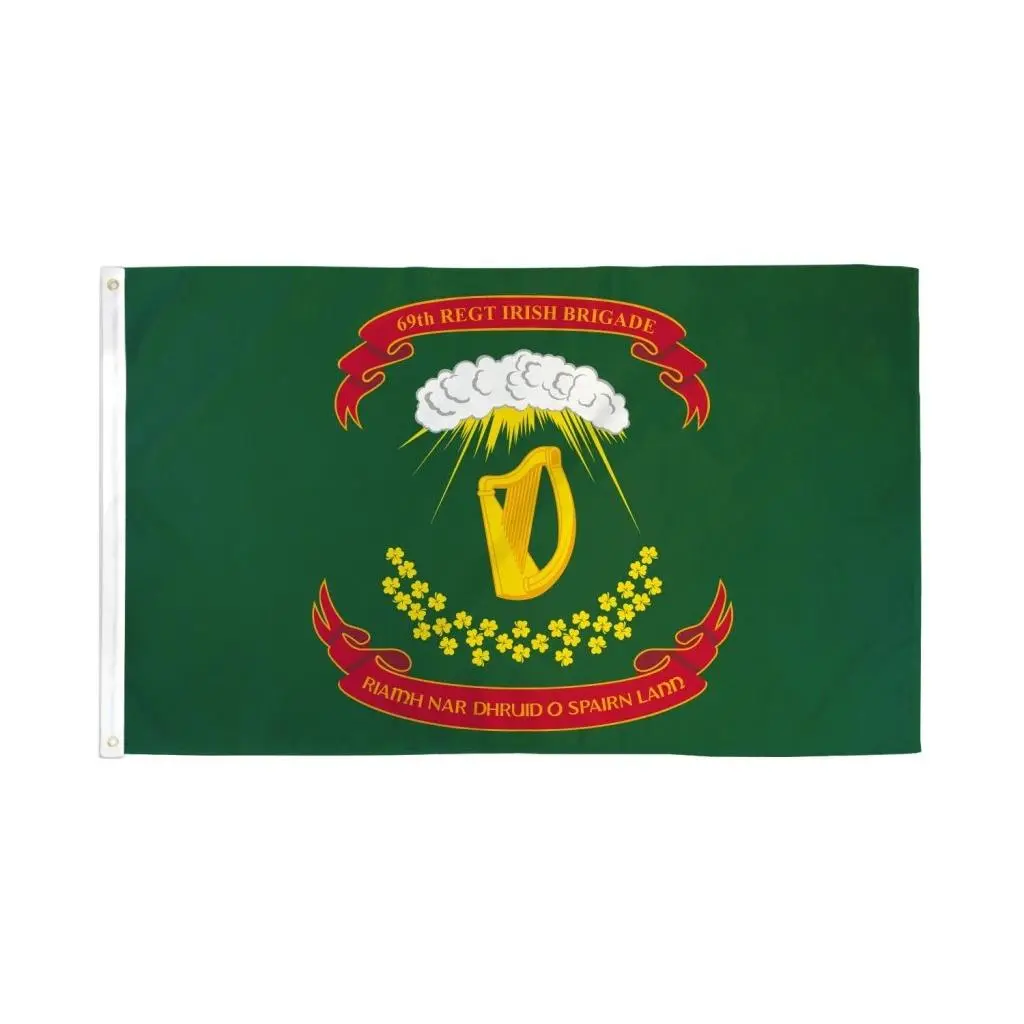 Irish Brigade Flag, 3x5ft Stitched Polyester Banner with Dye Sublimation Print & Bold Colors, Hangable Header Tape for Home & Festive Party Backdrops