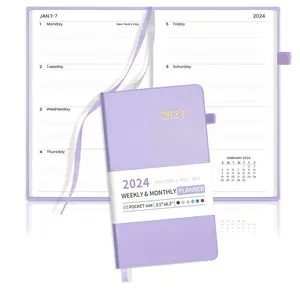 2024 Pocket Weekly Planner for Purse 3.5" x 6" - 12 Month (January 2024 - December 2024), Pocket Size Planner, Hardcover, Notes, Pocket, 100 GSM Paper, Monthly Sticker