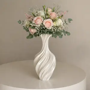 Threaded Vase Fluted Transparent Modern 9.84 inches Suitable for Living Room Dining Table Entrance Shelf Wedding Office Coffee Table Birthday