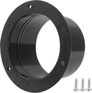 Piutouyar 75Mm/3 Inch Duct Connector Flange, Black ABS Plastic Straight Pipe Flanges Duct Ventilation Dryer Vent Connector for Heating Cooling with Mounting Screws