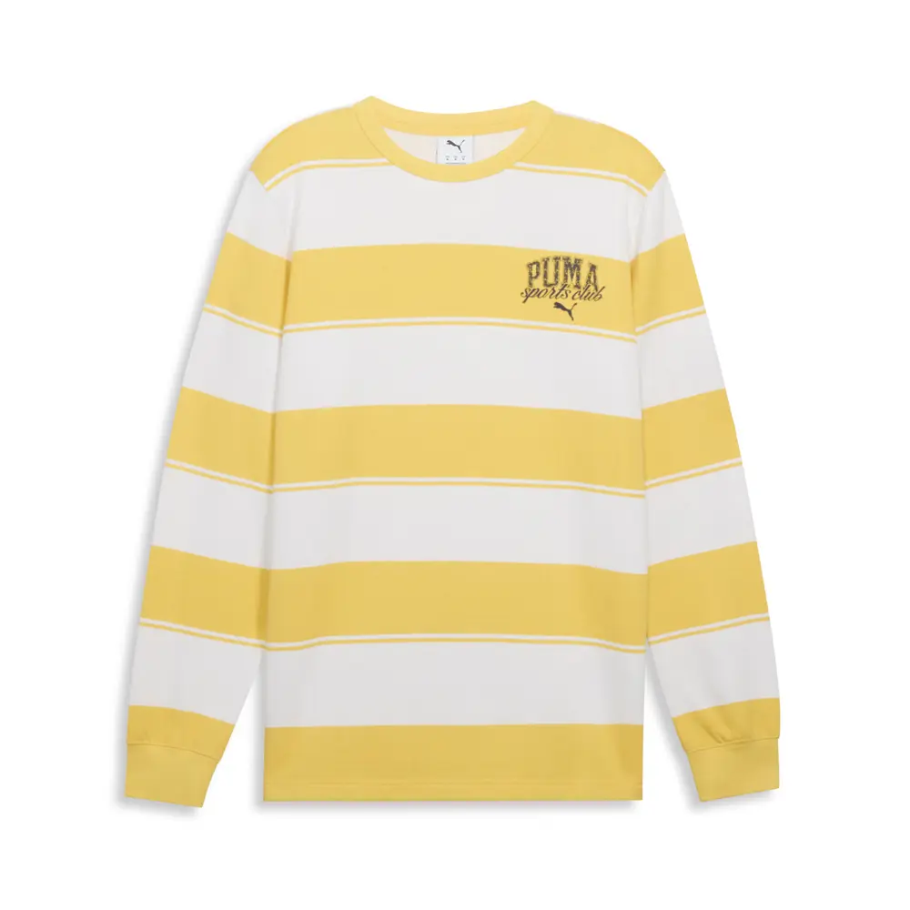 PUMA Mens Class Striped Crew Neck Sweatshirt Casual - Yellow