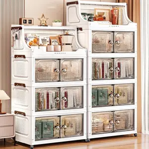 Plastic Organizer with Doors for Clothes & Toys, Large Capacity Folding Container for Home Organization, Durable Multi-Purpose Solution