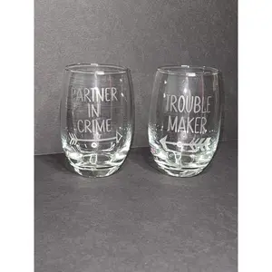 Partner in Crime/Trouble Maker Wine Glass Pair