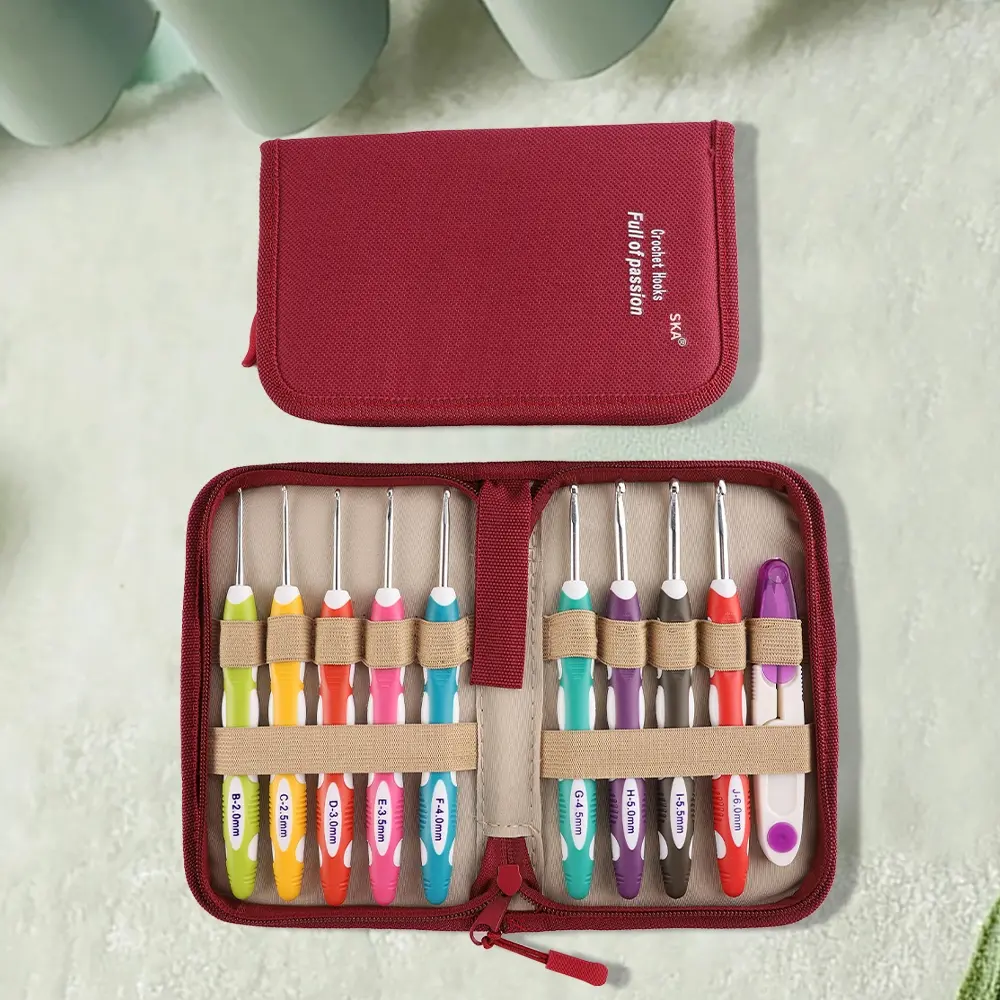 9-Piece Crochet Hook Set with Storage Bag, Ergonomic Soft Grip Hooks, 2.0mm-6.0mm Needles, DIY Handmade Yarn Knitting Tools, Crochet Items, Diy Knitting Supplies