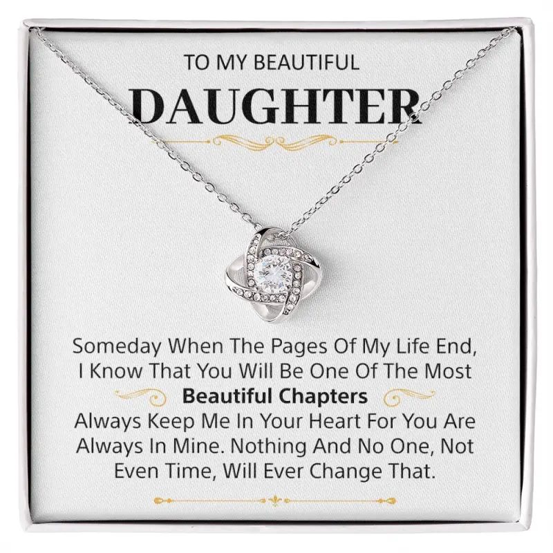 To my Beautiful Daughter - Love knot necklace, Shop Stylish Necklaces, Cross Pendants, and Cuban Chains – Trendy, High-Quality Pieces Perfect for Any Look. Affordable Prices, Unique Designs for Every Style!