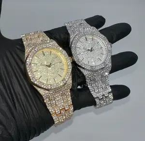 Men's 14K Gold/White Gold ICED OUT Octagon Bezel Hiphop Luxury Bussdown Watch