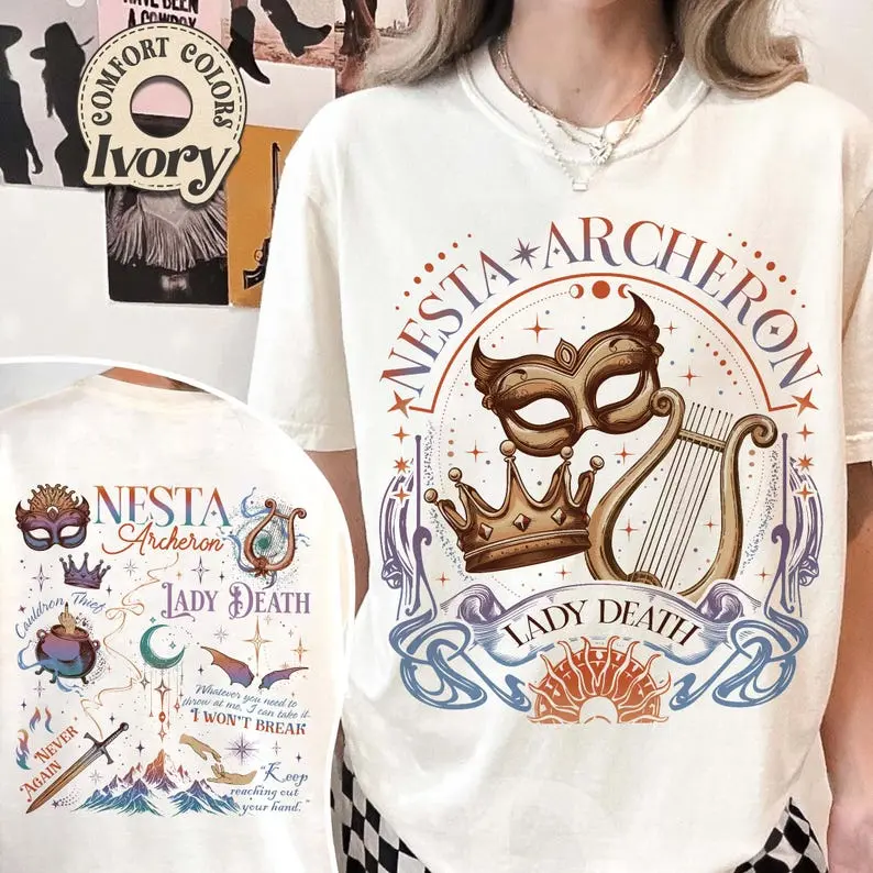 Nesta Archeron Lady Death TShirt, Nesta Archeron Merch, Acotar Merch, a Court of Silver Flames Gift, Cauldron Blessed Shirt