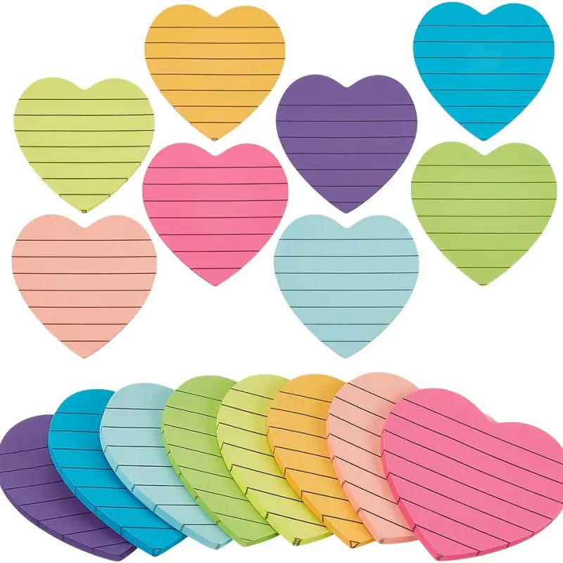 16Pcs Heart-Shaped Sticky Notes Adorable Colorful Adhesive Memo Pads Bright-Colored Strong-Adhesive Reminders Red Heart Self-Adhesive Notepad Ideal for Office & Study 3x3 Inches (Bright Colors Edition) Sticky Notes Set Office Supplies