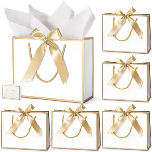 Gift Bags Set with Ribbons, Includes Cards & Wrapping Paper, Perfect for Birthdays Parties Weddings, 4-5 Sets, No Wood Material, Party Gift Packs