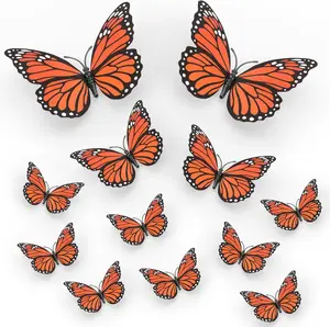 Monarch Butterfly Decoration,Day of The Dead Decorations for Altar De Muertos Decorations Dia De Los Muertos Decoration Ofrenda for Altar-3-Size 12 Pcs Fake Butterflies Home Decor Wall Wedding Decor