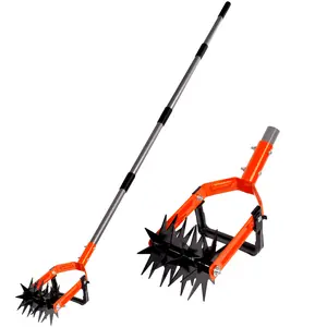 [Stainless Steel Garden Tiller] 2-in-1 Adjustable Garden Hand Tiller & Weeder - Stainless Steel Cultivator Tool - 1pc Ergonomic Handle for Efficient Soil Mixing, Weeding & Grass Reseeding
