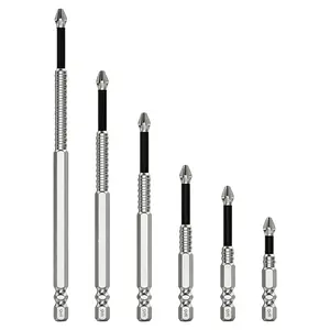 6 PCS Drill Bit Set, Magnetic Screwdriver Bits with Anti-Slip Design, S2 Alloy Steel Hex Shank 1/4" for Impact Driver & Electric Drill, Universal Power Tool Accessories for Home Workshop (25/50/65/70/90/150mm)