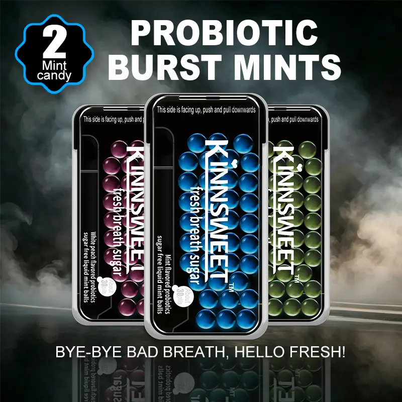 Sugar-Free Breath Mint Beads | Cool Mint Bursting Capsules - Fast-Acting, Probiotic Oral Fresh Mints, Zero Sugar, Fresh Breath Support - Refreshing Crunchy Mint Beads – 3 Flavor Packs