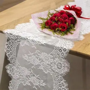 White Lace Table Runner, 14*118 Inch White Lace Table Cloth for Wedding Bridal Shower Baby Shower Party Vintage Table Runner, 1Pcs