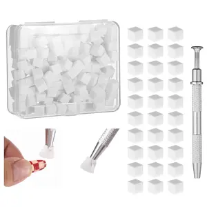 Soft Sponges with Grabbing Pen for Ombre and Aura Nail Art with Brush, Professional Manicure Nail Art Tools Accessories Supplies, 200pcs