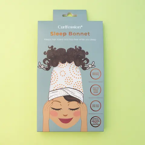 Curfession Sleep Bonnet - Adjustable Haircare Bonnet for All Hair Types - Satin Lined Inner Layer - Prevents Hair Breakage & Frizz - Heatless Design - Cross Over Hem Design - Perfect for Bedtime & Outerwear
