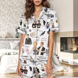 The Vampire Diaries Pajamas Set, TVD Satin Sleepwear for Women & Men, Always and Forever Loungewear, Mystic Falls Gift