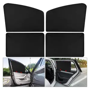 Car Side Window Sun Shade, HOMEYA 4 Pcs Magnet + Velcro Reinforcement Front Rear Automotive Window Sunshades Privacy Car Curtains, UV Protection & Strong Light Blocking for Camping Sleeping Baby Kids