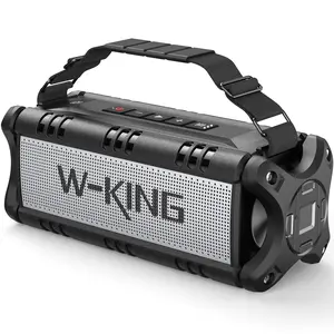 W-KING D8 Bluetooth Speaker 90W Peak Power 50W Deep Bass 2 Subwoofers IPX6 Waterproof EQ TF AUX NFC for Pool Party Travel Smart Audio Speaker Green