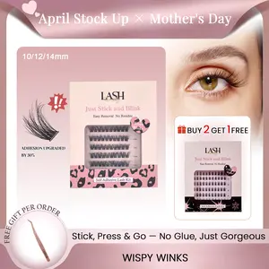 Lashterally Wispy Winks Self-adhesive Lash Clusters Kit Glue Free DIY 5D Upgrade D Curl Thick Natural False Eyelashes 90 Clusters 10mm/12mm/14mm Makeup Flawless Cosmetic summervibes
