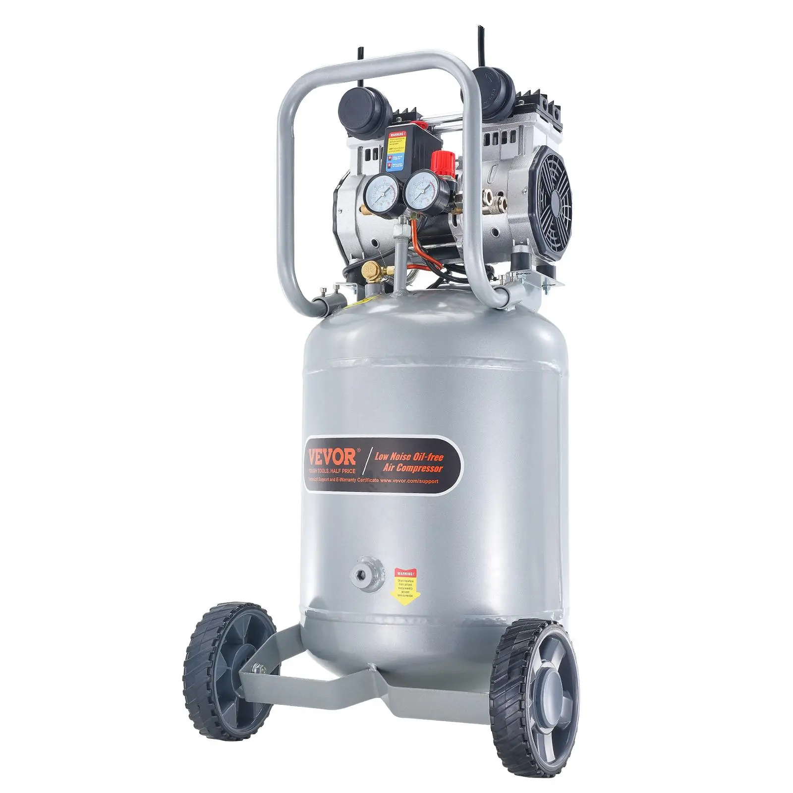 【summerfinds】VEVOR 13 Gallon Air Compressor, 2HP 4.6 SCFM@90PSI Oil Free Air Compressor Tank, 66dB Ultra-Quiet Compressor for Tire Inflation, Auto Repair, Woodwork Nailing, Spray Painting (125PSI Max Pressure)