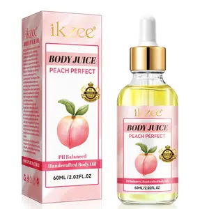 Ikzee Body Juice Oil 60ML Perfect Peach Flavor, Natural Moisturizing & Hydrating Formula, Ideal for Daily Skin Care Routine