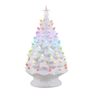 24 in. White Nostalgic Ceramic Tree with Lightshow