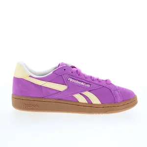 Reebok Club C Grounds UK Womens Purple Suede Lifestyle Sneakers Shoes