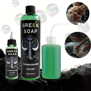 1.01oz/10.15oz Tattoo Green Soap Set, Tattoo Cleaning Solution with Squeeze Bottle, Suitable for Tattoo Artists| Safety color foam| Moisturizing foam
