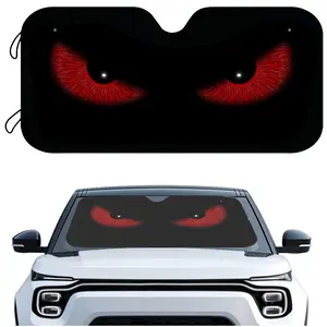 Cartoon Car Windshield Sun Shade - Glowing Angry Evil Eyes Design, Foldable UV Protection Sun Visor, Heat Insulation for SUV,Truck,Car Accessories