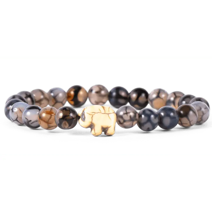 Fahlo Handmade Elephant Tracking Bracelet with Crushed Stone Beads - Works with Fahlo Animal Tracker App, Supports Real Wildlife Conservation Efforts, Donates to Nonprofits, Tracks a Real Elephant, Handmade Bracelet
